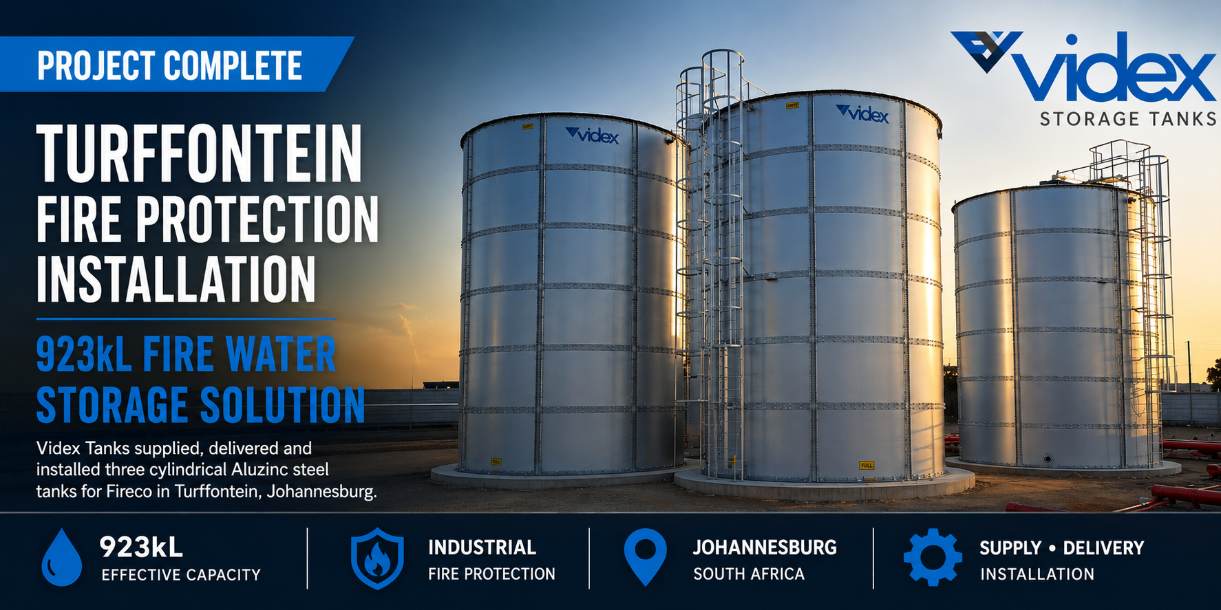 Turffontein Fire Protection — 923 kL Fire Water Storage for Fireco