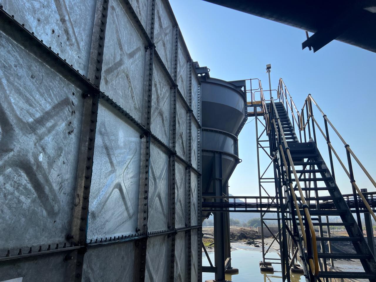 Bolted sectional steel water tank panels installed at Samancor