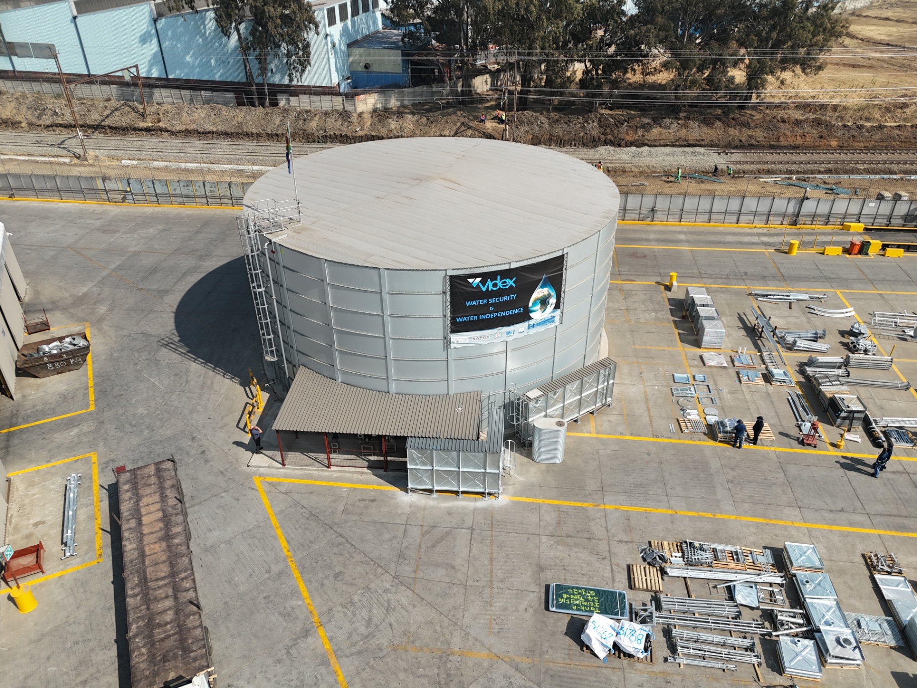Aerial view of Videx Tanks' manufacturing facility in Germiston